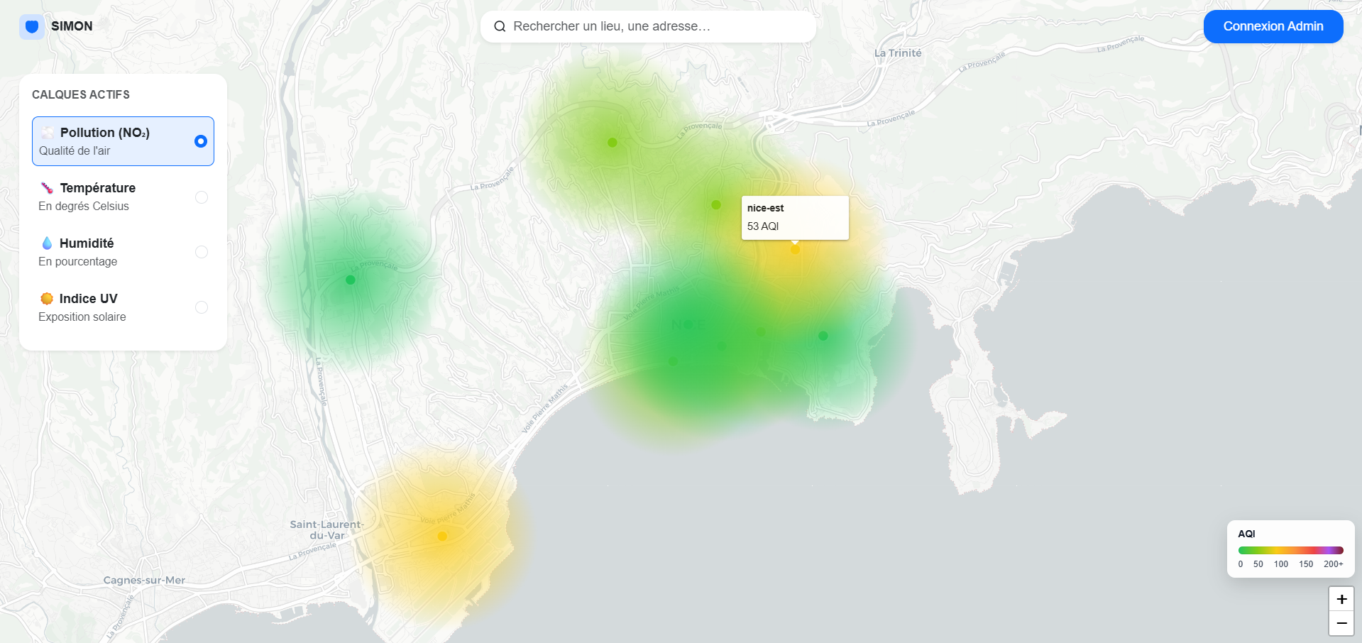 Capture d'écran du projet SIMON